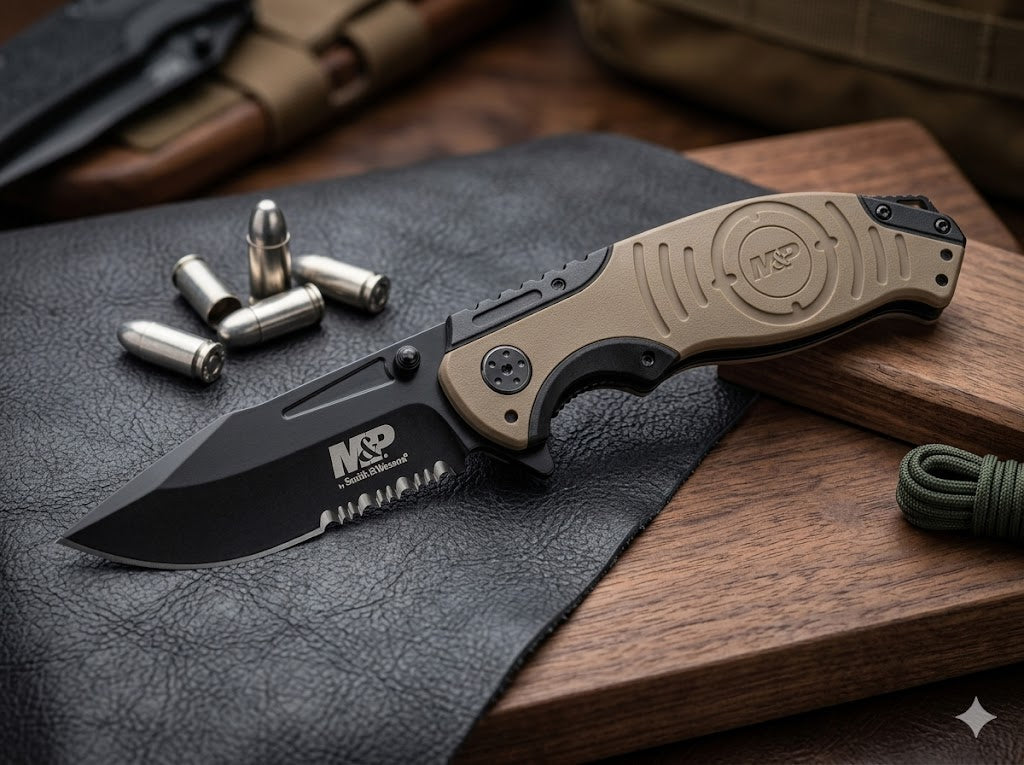 Navaja Hoja de Punta Caída SMITH AND WESSON (MARRÓN)