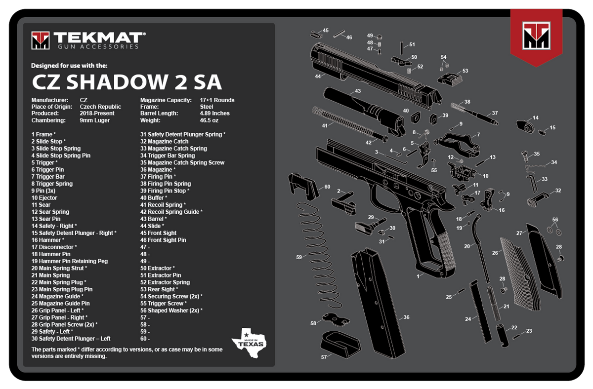 Tapete para Limpieza de Armas CZ SHADOW 2 SA TEKMAT